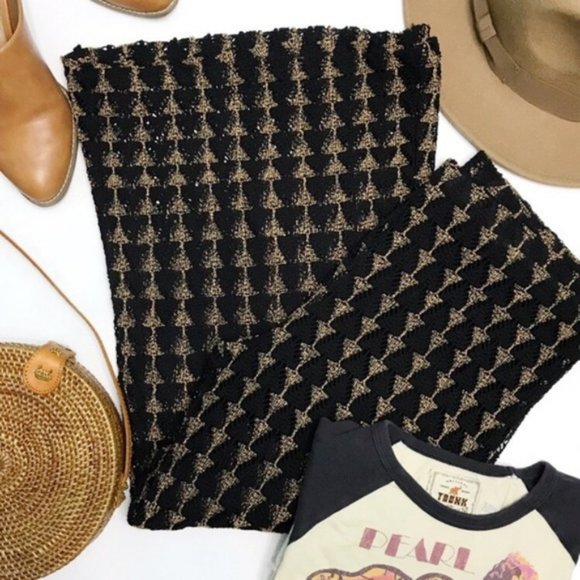 Free People Pants - free people | crochet open-knit festival flares black tan s
